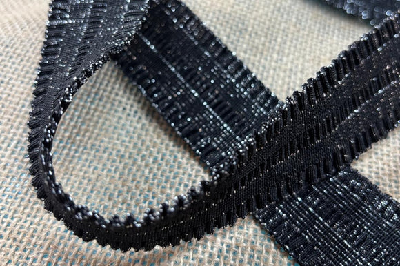 ELASTICO INCRESPATO NERO E LUREX CM4